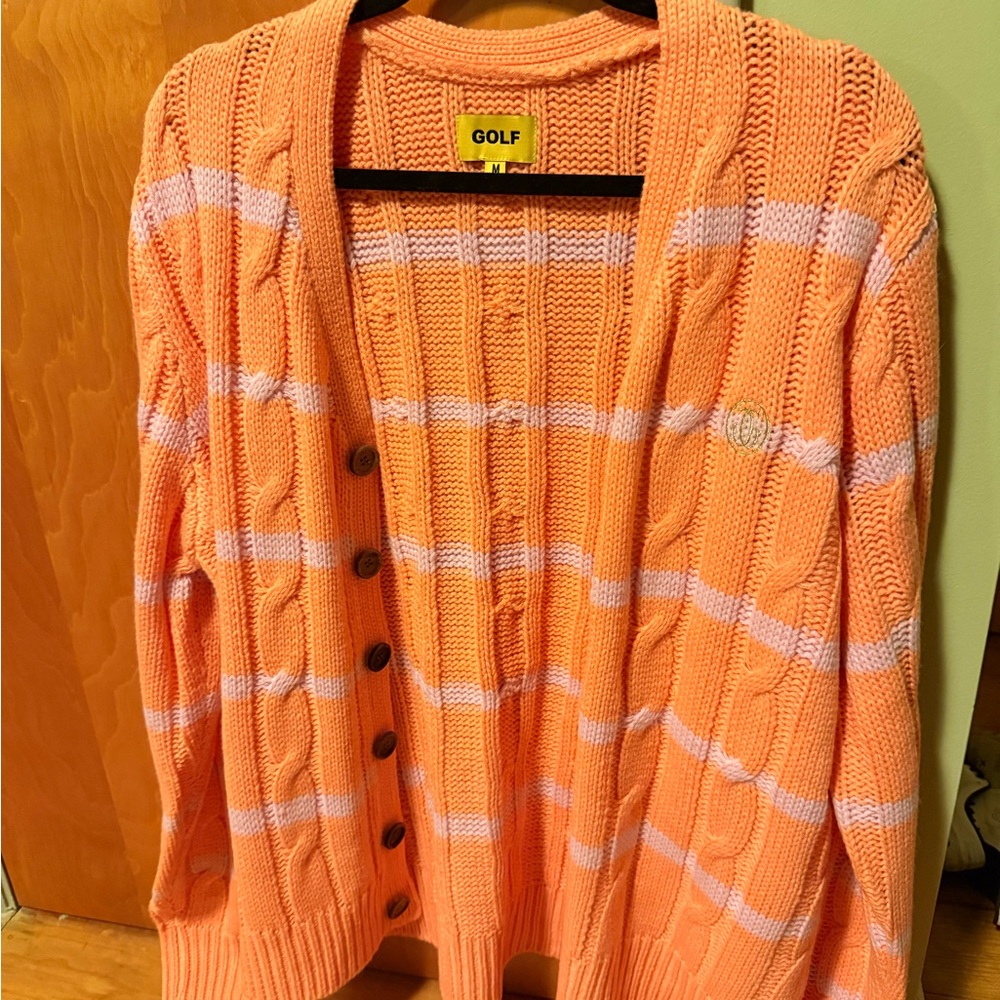 Golf Wang Vibrant Orange and White Striped Cardigan
